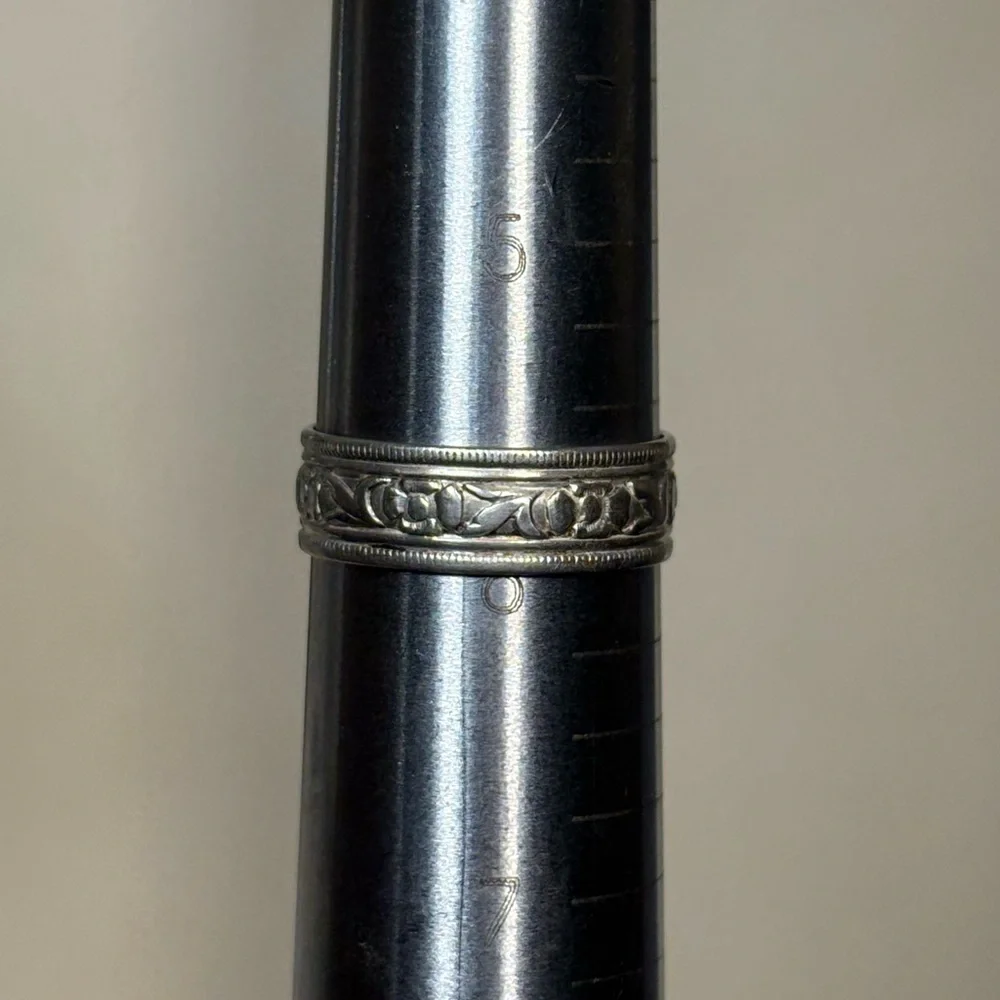 Sterling Silver Antique Floral Engraved Eternity Band Ring